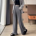松紧腰垂感阔腿长裤